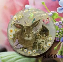 レジンヘアゴム、新作♡ねぇ！聞いてる？うさぎと猫ちゃん・再販不可