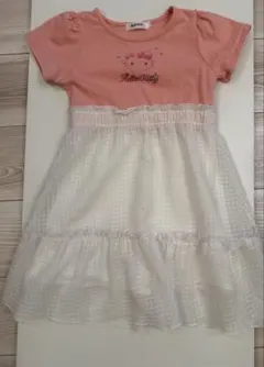 ハローキティ 半袖ワンピース 110サイズ ピンク/ホワイト