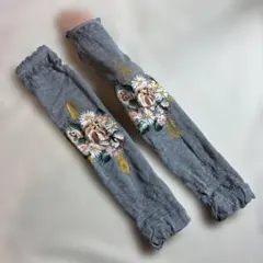 자외선 차단 암 커버, 톨 페인트, 레이스 패턴, 브라운 로즈, 촉감이 시원함, 48cm, 팔꿈치 위까지