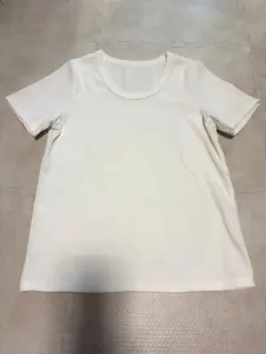 kobe lettuce 深Uネック細リブ半袖Tシャツ 白 XLのサムネイル