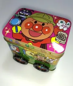 ［空き缶］ 　アンパンマン 車両型缶　タイヤ付き　小物入れ　グッズ