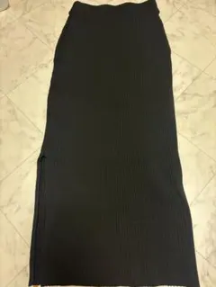 リブニット ロングタイトスカート ブラック S GRL