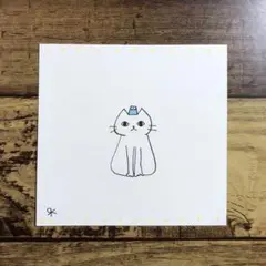 【1185】【白猫の絵】オリジナル手描きアナログイラスト原画　自作創作アート作品