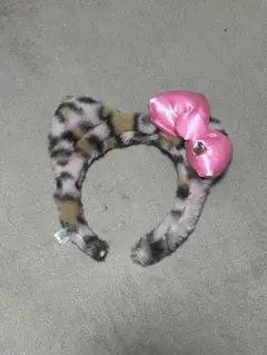 USJ ハローキティ カチューシャ レオパード柄 ピンクリボン/ヒョウ柄
