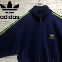 希少2XL⭐️80s adidasトラックジャケット 刺繍 vintage 紺緑黄