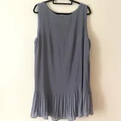 H&M 大きいサイズくすみブルー ノースリーブ チュニックワンピXL