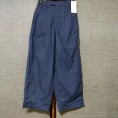 ネイビーブルー 水玉 ガウチョパンツ