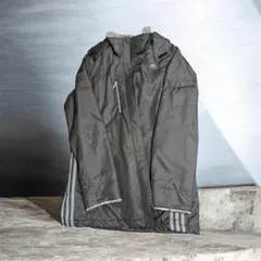 adidas フリース裏地 ベンチコート 黒