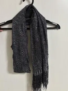 黒いフリンジ付きストール　パーティー用