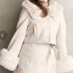 EATME フェイクファーカラーベルトジャケット ホワイト 白 White 