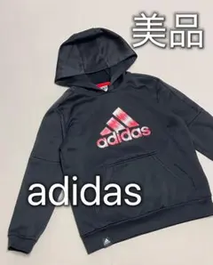 アディダス　adidas パーカー　黒　ブラック　美品　140