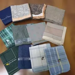 used　ブランド紳士用ハンカチ12枚組　まとめ売り　ハンドメイド素材