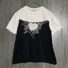 イーチアザー　シルク コットン ドッキングカットソー　ハート花刺繍　XSのサムネイル