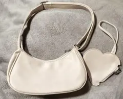 NICE CLAUP ノベルティ ホワイトハンドバッグハート型ポーチセット