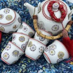 中国茶器セット 陶磁器 花柄