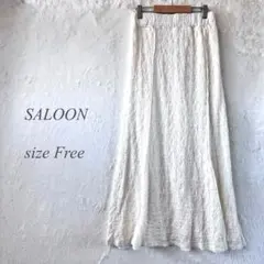 新品 SALON テクスチャーフレアロングスカート フリー 白1396のサムネイル