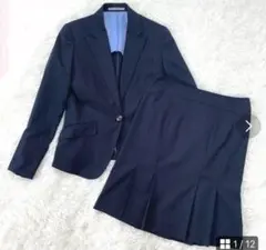 美品　ネイビー ストライプ スカートスーツ 上下セット　小さいサイズ