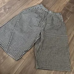 サマンサモスモス　美品　オーガニックリネンワイドパンツ　チェック柄　黒