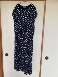 ドット柄 ロングワンピース