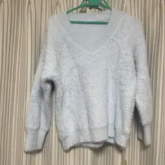 新品未使用　水色 Vネック セーター　doula doula