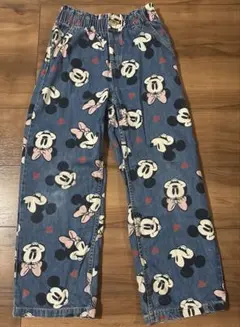 H&M kids Disney ミッキー　ミニー デニム　ワイドパンツ　130のサムネイル