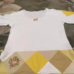 大幅お値下　ピンクハウス　花柄刺繍付きホワイトイエローＴシャツ