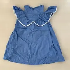 アプレレクール　青 フリルノースリーブワンピース　130