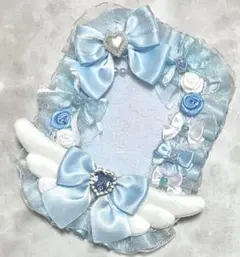 硬質ケースデコ トレカケース B8 リボン バラ 天使 水色