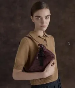 CHARLES & KEITH イヴェットウーブンショルダーバッグ ワインレッド