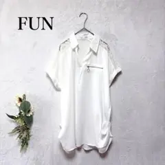 FUN 半袖カットソー　ホワイト　レース　Ｆ　ゆったり　上品　透け感のサムネイル