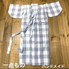 【✨1点限り✨】男の子　浴衣　ハンドメイド　100cm　チェック　グレー