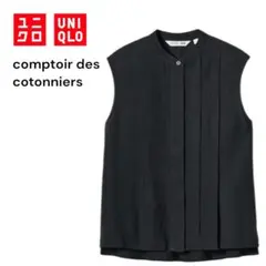 UNIQLO リネンブレンドブラウス/ノースリーブ　ブラック　新品　3XL
