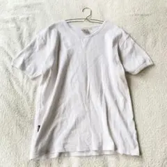 【アヴィレックス】ワッフルTシャツ Vネック 半袖 綿混 無地 シンプル L