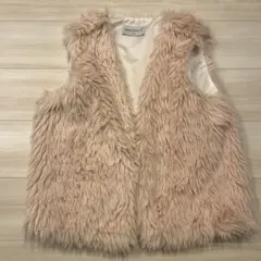 another Sピンクベージュ系フェイクファーベスト　サイズフリー