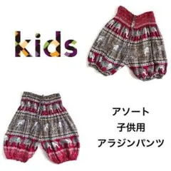 SALE【新品】子供用アラジンパンツ 象柄ワイン　柄アソート1枚　C855-3