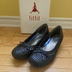 fitfit編み込みネイビーパンプス23.0センチのサムネイル
