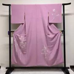 付け下げ　一つ紋　水彩　花模様　着物　043tのサムネイル