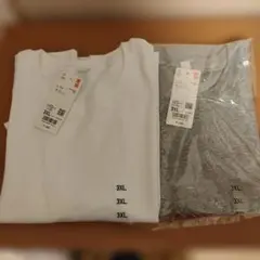 【未使用】UNIQLO ミニTシャツ 2枚セット（ホワイト・グレー）3XL
