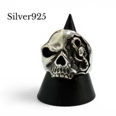 ボーンハンドリングヘビーインハンドスカルリングシルバーsilver指輪24 