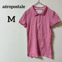 aéropostale 【M】半袖 ポロシャツ ワンポイント 蝶の刺繍 ピンク