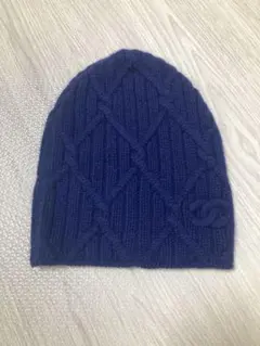 ロゴ カシミヤ 正規品 シャネル ネイビー ニット帽 高級ブランド 人気 青 冬