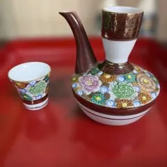 花器 酒器 古伊万里 赤絵 輪線紋 徳利 酒盃 染付 花入 モダン 骨董 古