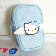 ハローキティ なつかしのアイテムコレクション　キルトポーチ　ブルー