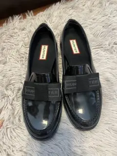 HUNTER ブラック ローファー レインシューズ