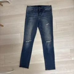 UNIQLO スキニーデニム インディゴ ダメージ加工