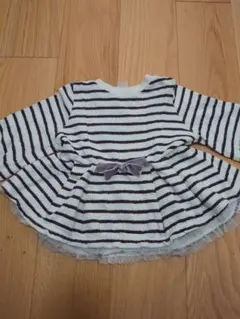 petit main ストライプ チュニック 110 ボーダー リボン