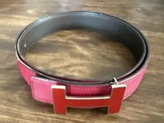 HERMES ピンク レザー ベルト H型バックル 箱付き