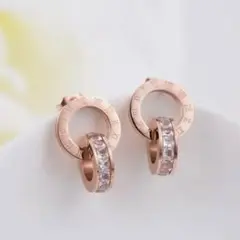 ✳️ローマ数字 リングピアス ローズゴールド✳️只今SALE中✳️