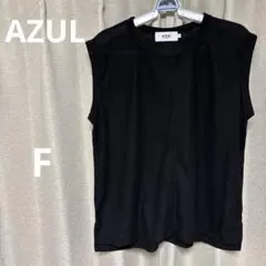AZUL ブラック ノースリーブ カットソー
