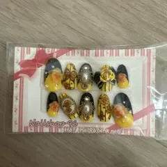 Nailshop96 イエロー ブラック ネイルチップ 10個セット
